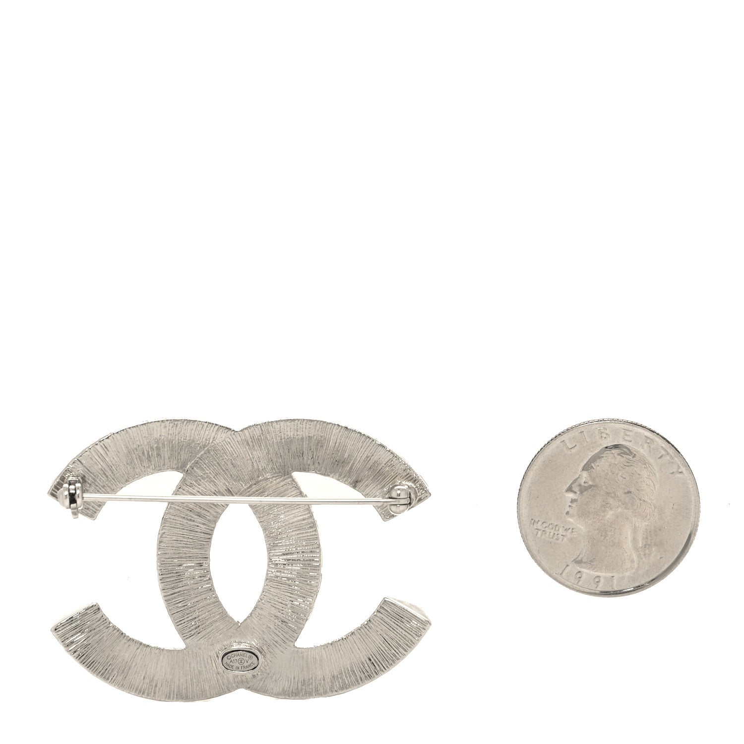 Chanel Baguette Crystal CC Brooch Silver 2 of 4