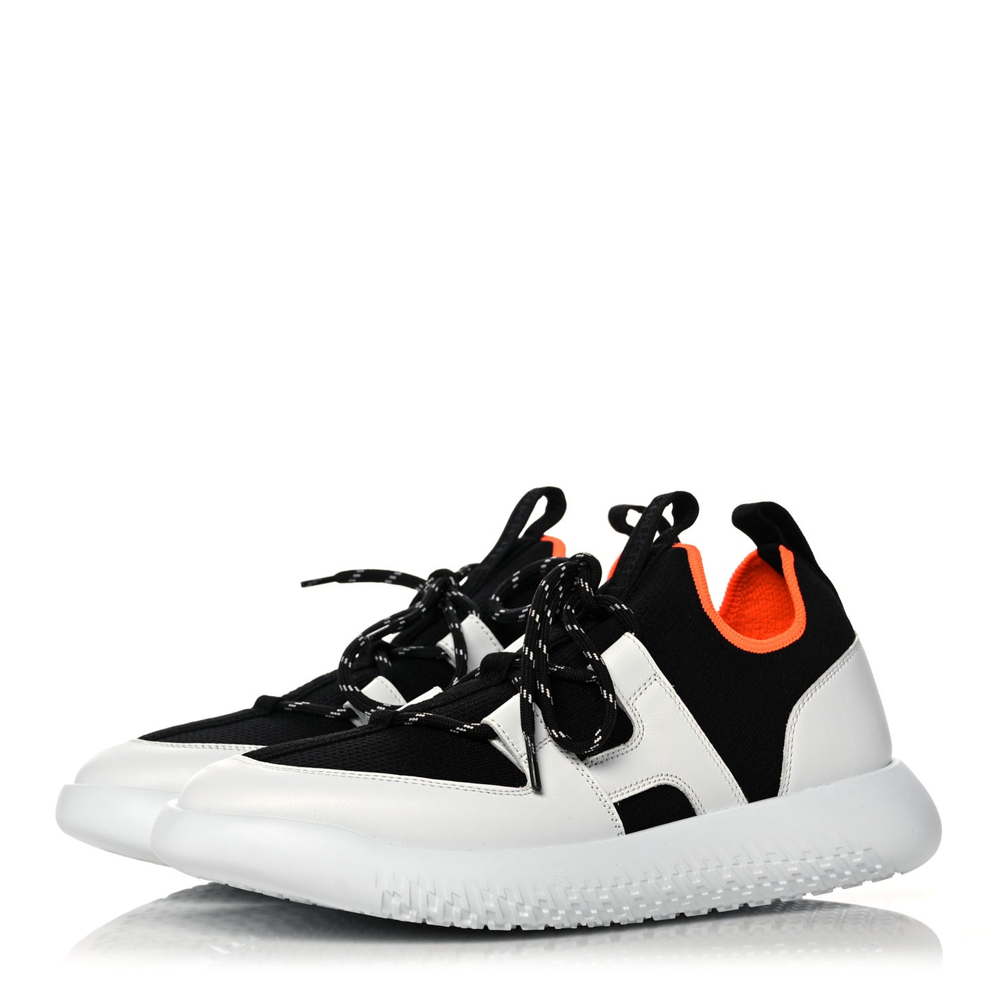 Technical Canvas Calfskin Womens Duel Sneakers 36 White Black