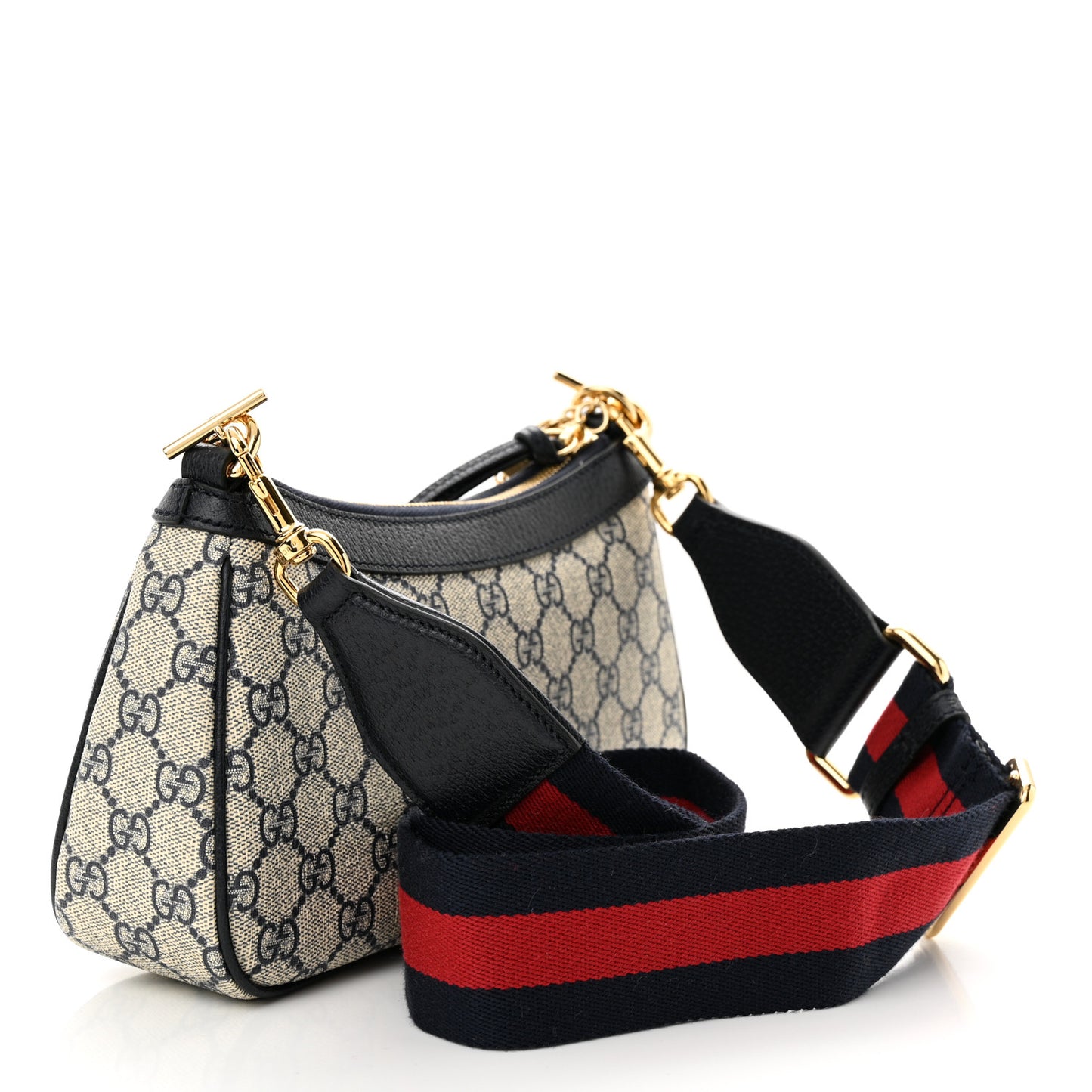 GG Supreme Monogram Textured Dollar Calfskin Web Small Ophidia GG Handbag Beige Blue