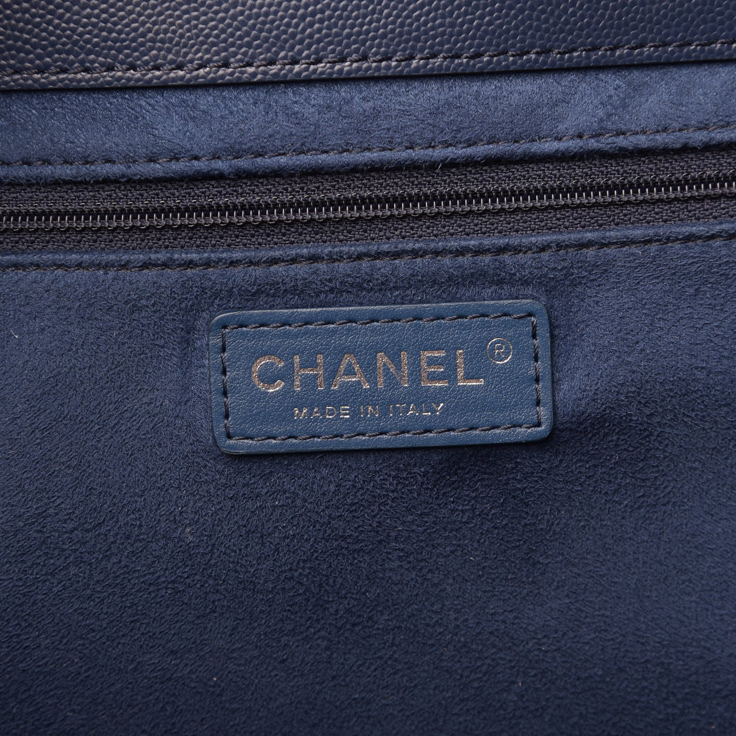 Caviar Medium Studded Deauville Tote Navy