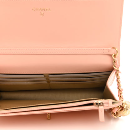 Chanel Lambskin Quilted Pearl Crush Wallet on Chain WOC Light Orange 4 of 9