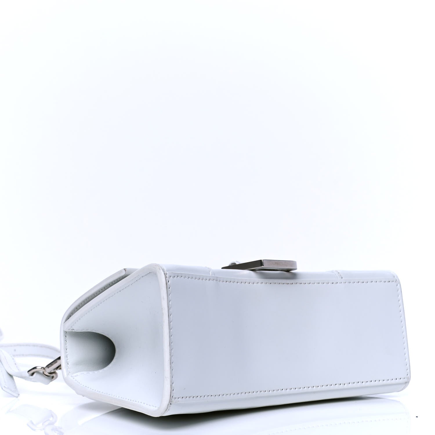 Balenciaga Box Calfskin Graffiti Logo Hourglass Top Handle Bag XS White Light Silver 3 of 5