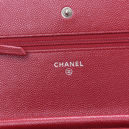 Chanel Caviar Quilted Wallet on Chain WOC Red 5 of 11