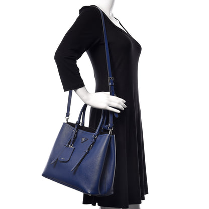 Prada Saffiano Cuir Small Double Handle Tote Inchiostro 2 of 20