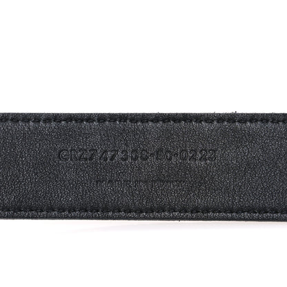 Saint Laurent Snakeskin Calfskin Crocodile Embossed Buckle Belt Black 6 of 6