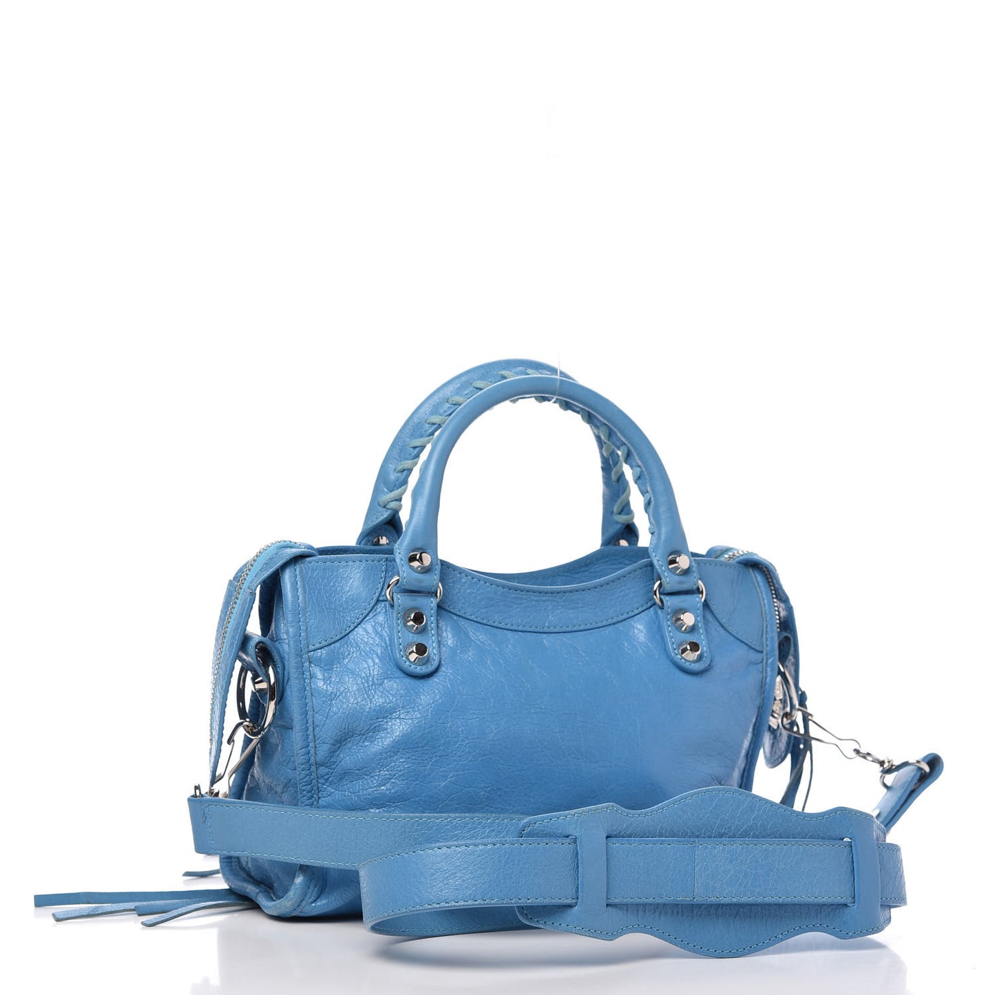 Agneau Classic Silver Hardware Mini City Bleu Azur Clair