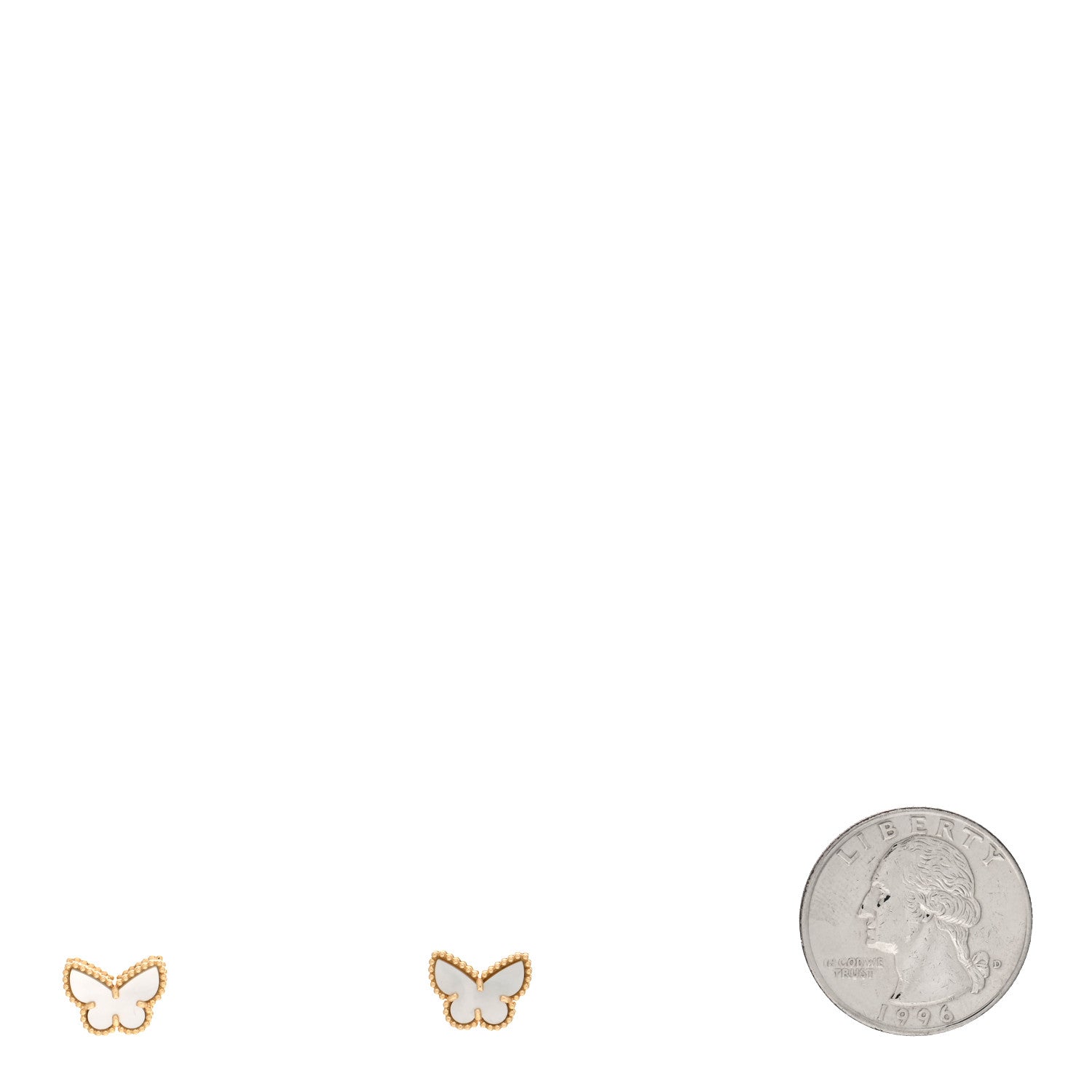 Van Cleef & Arpels 18K Yellow Gold Mother of Pearl Sweet Alhambra Butterfly Earrings 2 of 5