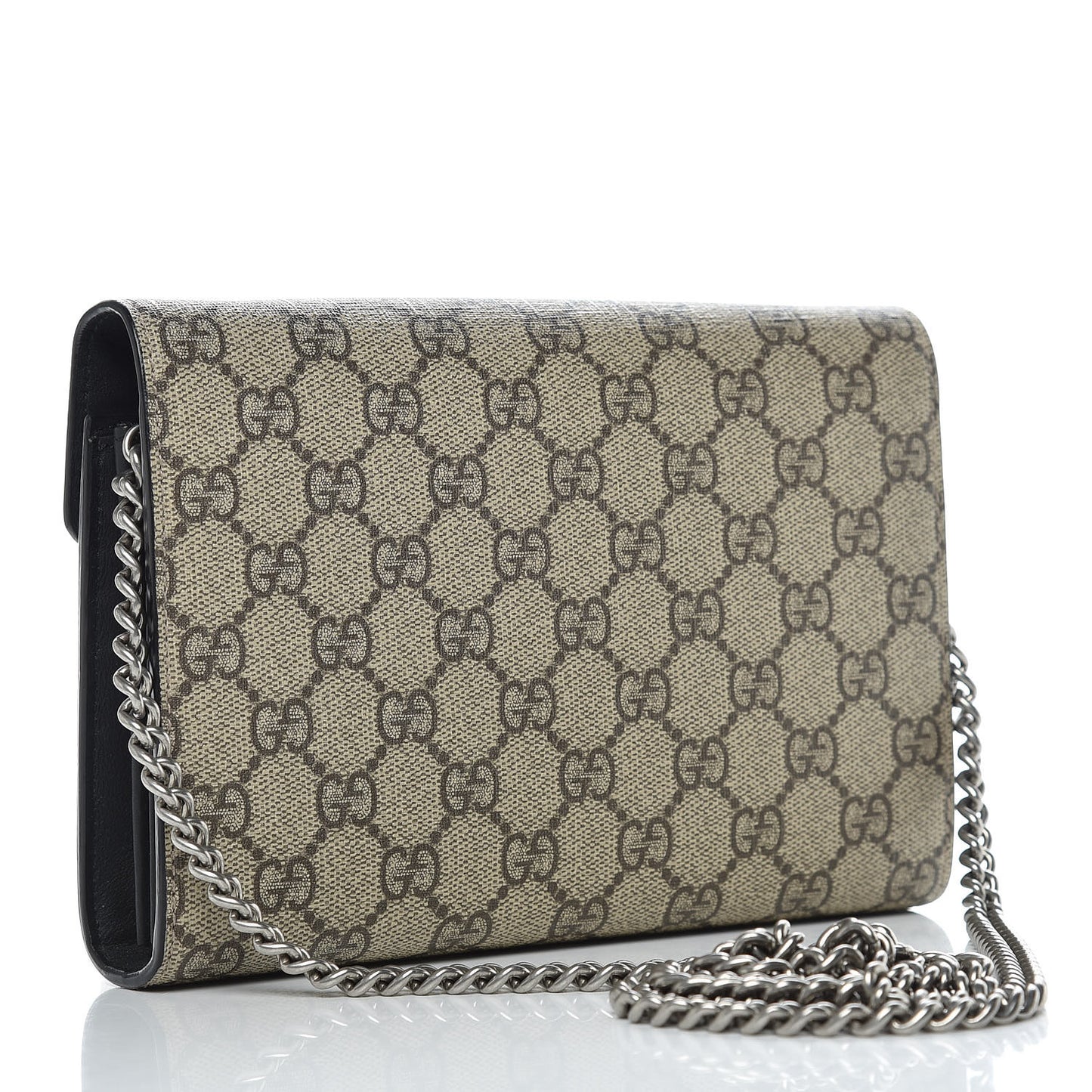 GG Supreme Monogram Mini Dionysus Chain Wallet Beige Black