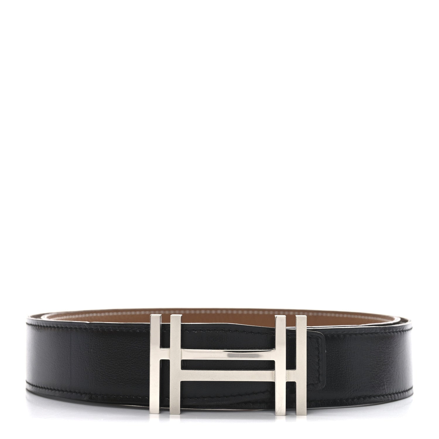 Hermes Box Togo 32mm Au Carre H Belt 95 Black Gold 1 of 6