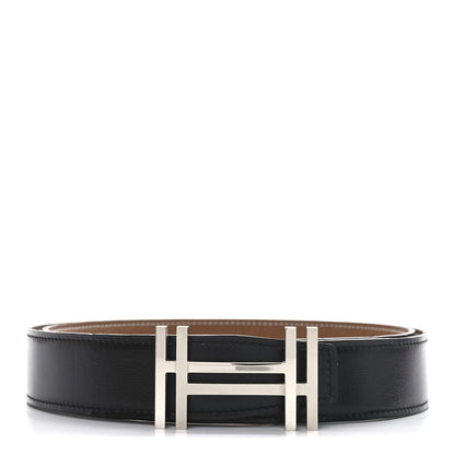 Hermes Box Togo 32mm Au Carre H Belt 95 Black Gold 1 of 6