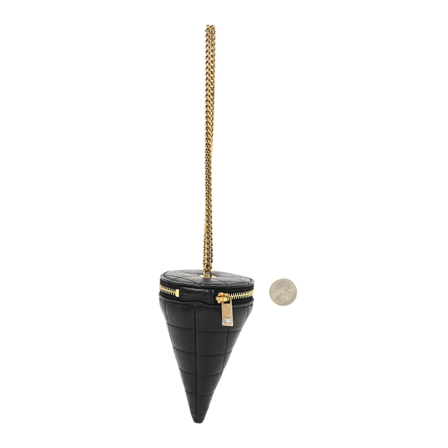 Saint Laurent Lambskin Quilted Cone on Chain Black 2 of 6