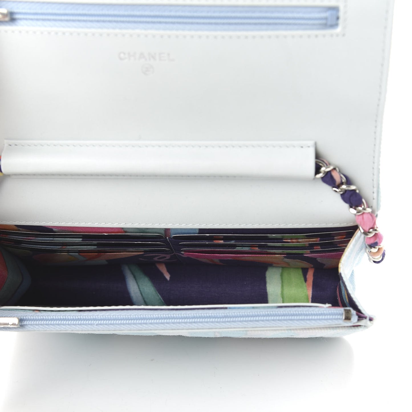 Canvas Quilted Jungle Jeans Wallet on Chain WOC Multicolor