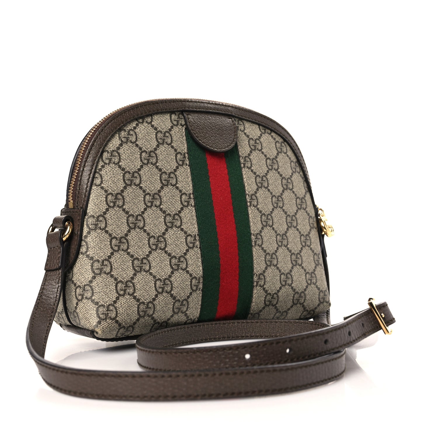 GG Supreme Monogram Textured Dollar Calfskin Web Small Ophidia Dome Shoulder Bag Beige Ebony New Acero