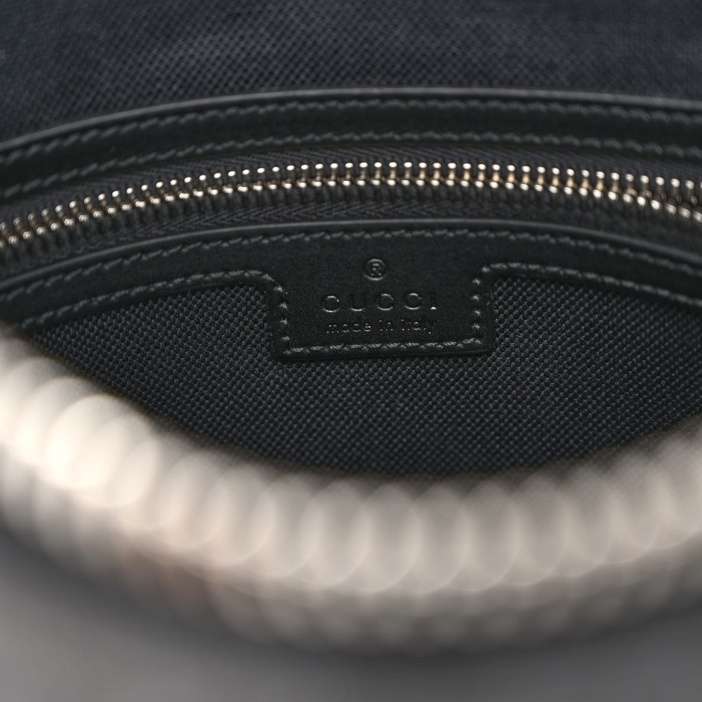 GG Supreme Monogram Appia Calfskin Web Flat Messenger Bag Black Grey