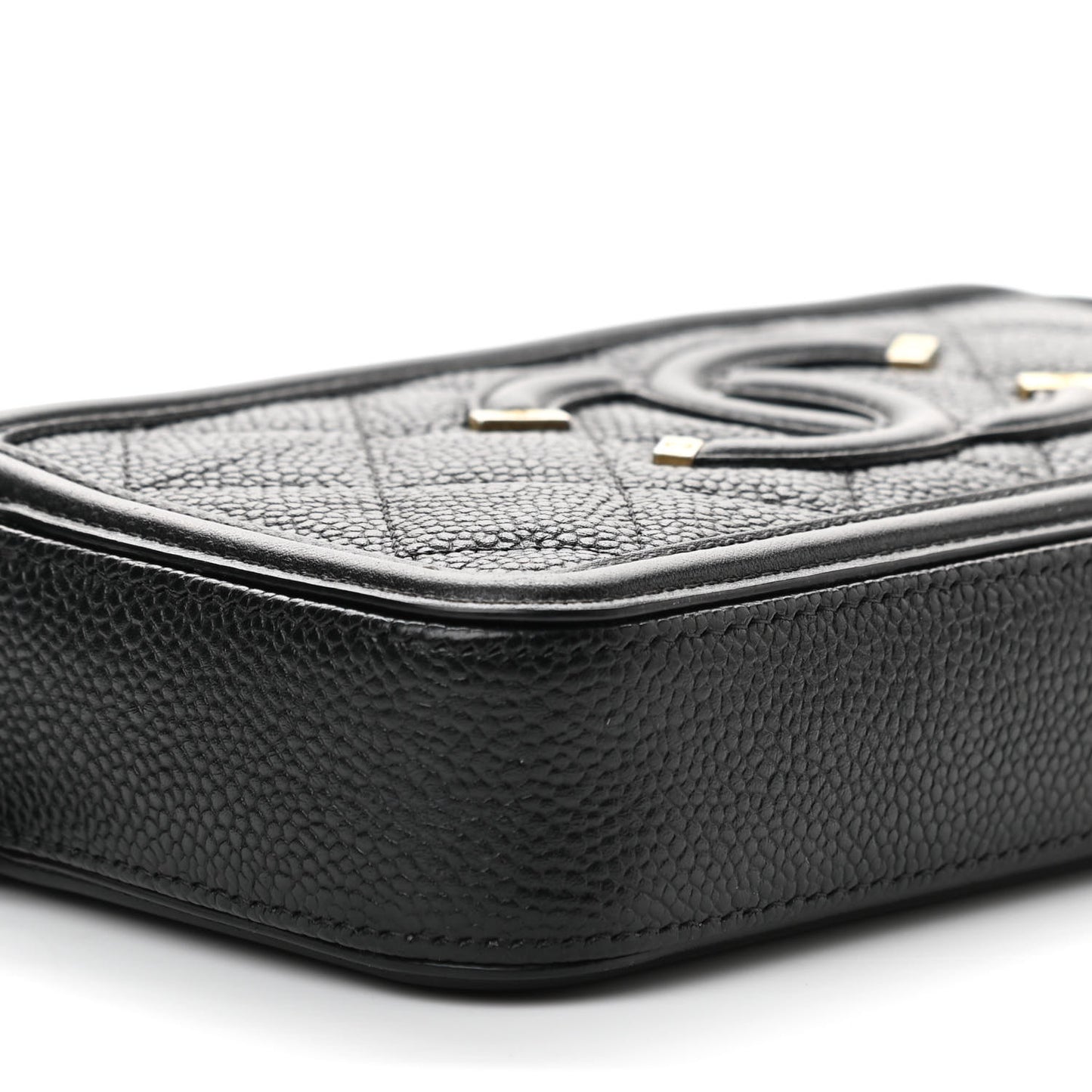 Caviar Quilted CC Filigree Clutch With Chain Black