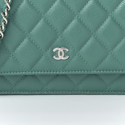 Chanel Iridescent Caviar Quilted Wallet On Chain WOC Green 10 of 11