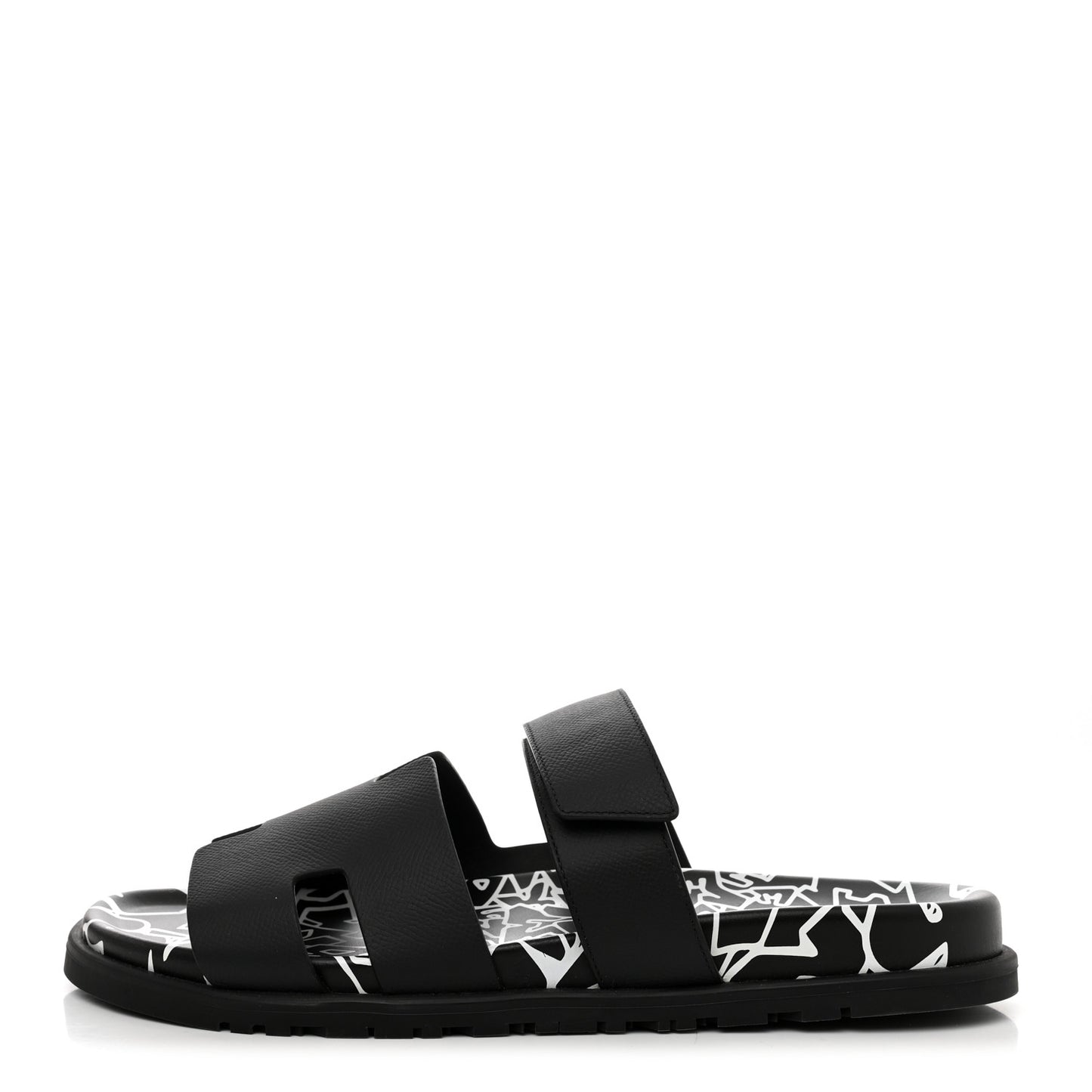 Epsom Calfskin Graff Hermes Mens Chypre Sandals 44 Black