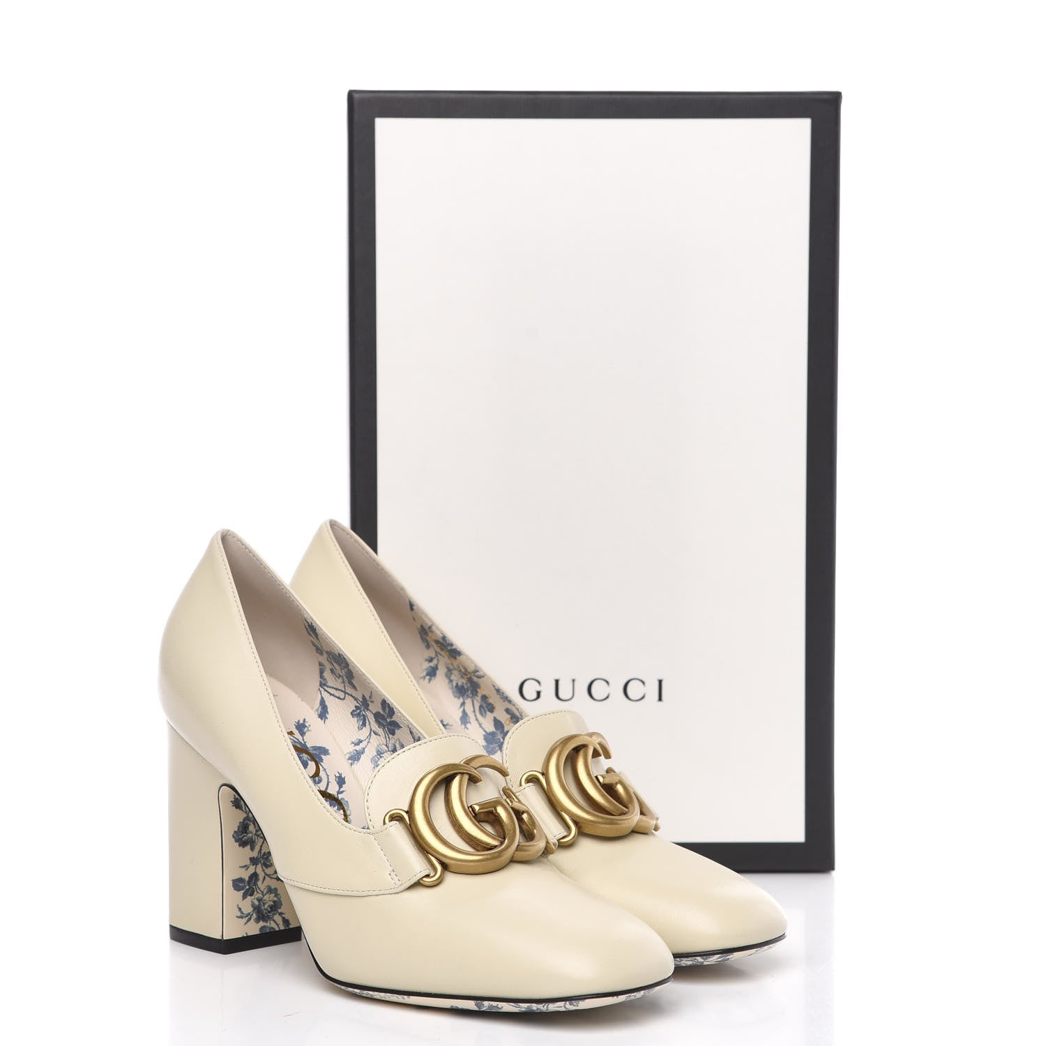 Gucci Malaga Kid GG Victoire 95mm Loafer Pumps 37.5 Vintage White 9 of 9