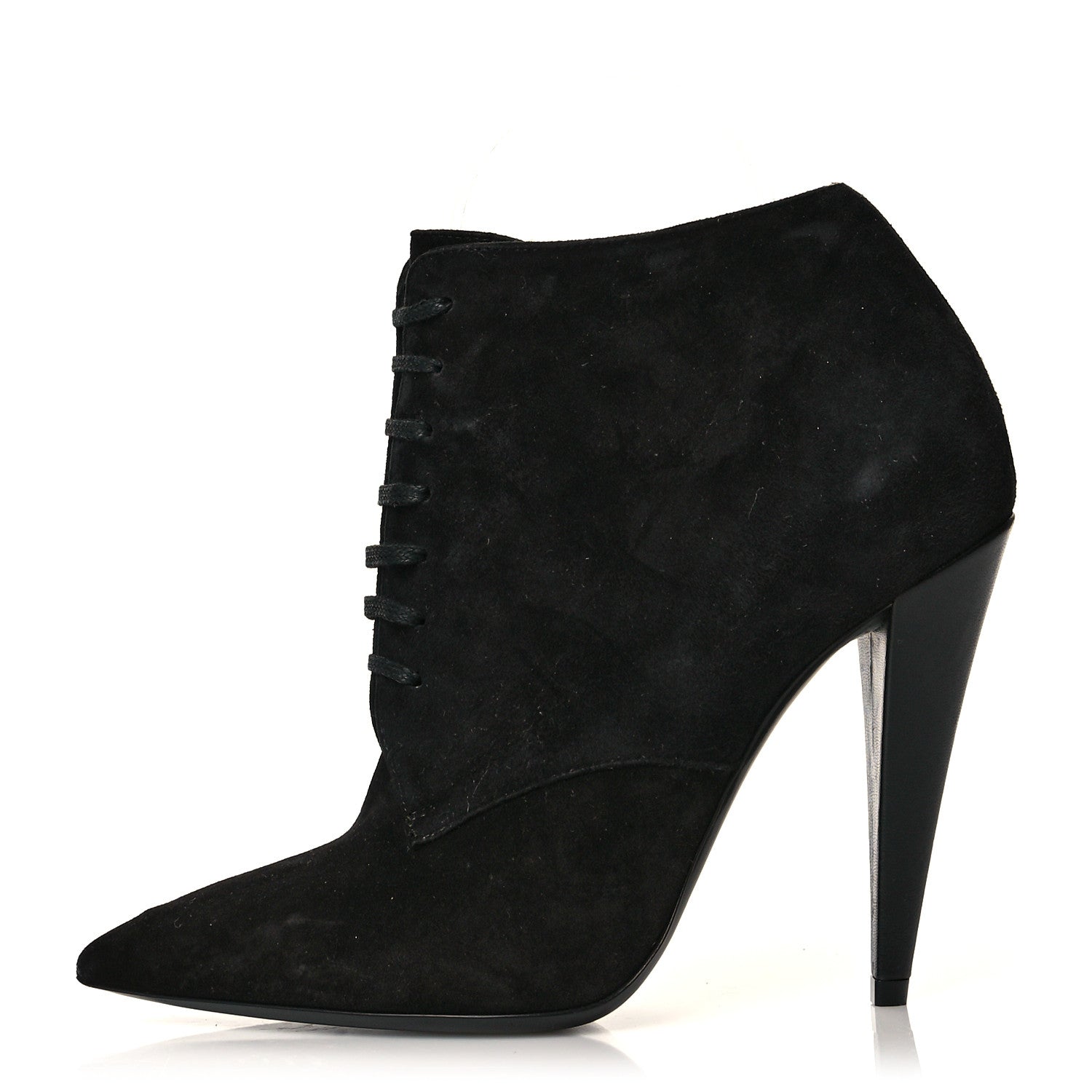 Saint Laurent Suede Kiki Lace-Up Ankle Boot 37.5 Black 1 of 11