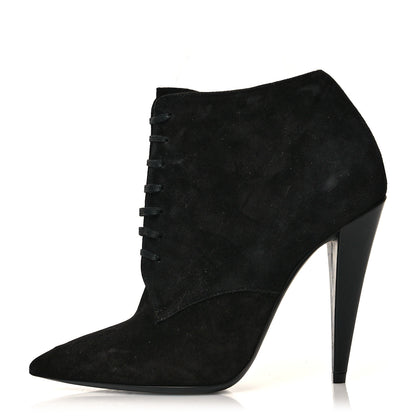 Saint Laurent Suede Kiki Lace-Up Ankle Boot 37.5 Black 1 of 11