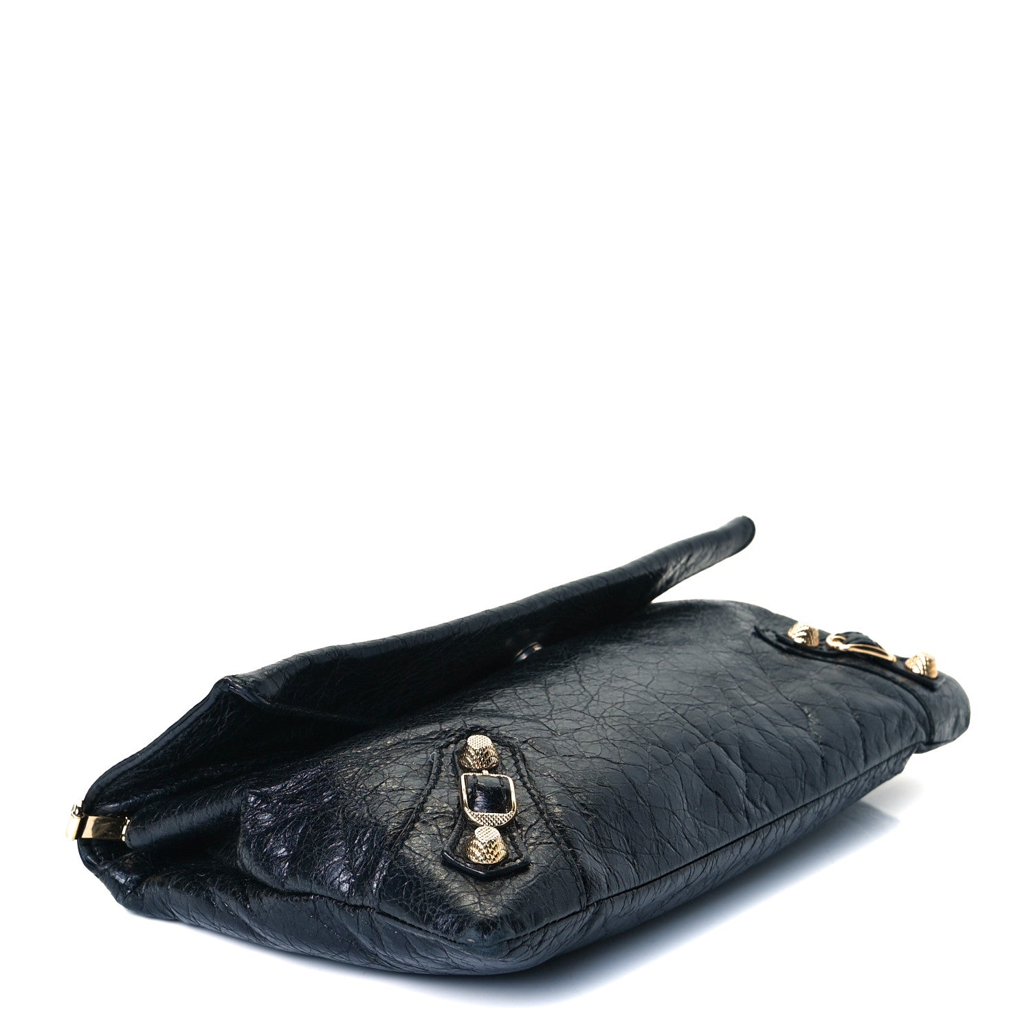 Balenciaga Agneau Giant 12 Gold Hardware Envelope Strap Clutch Black 3 of 7