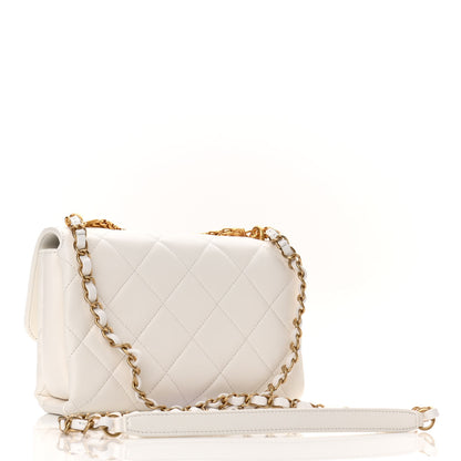 Chanel Lambskin Quilted Small CC Crystal Logo Chain Flap White 3 of 11