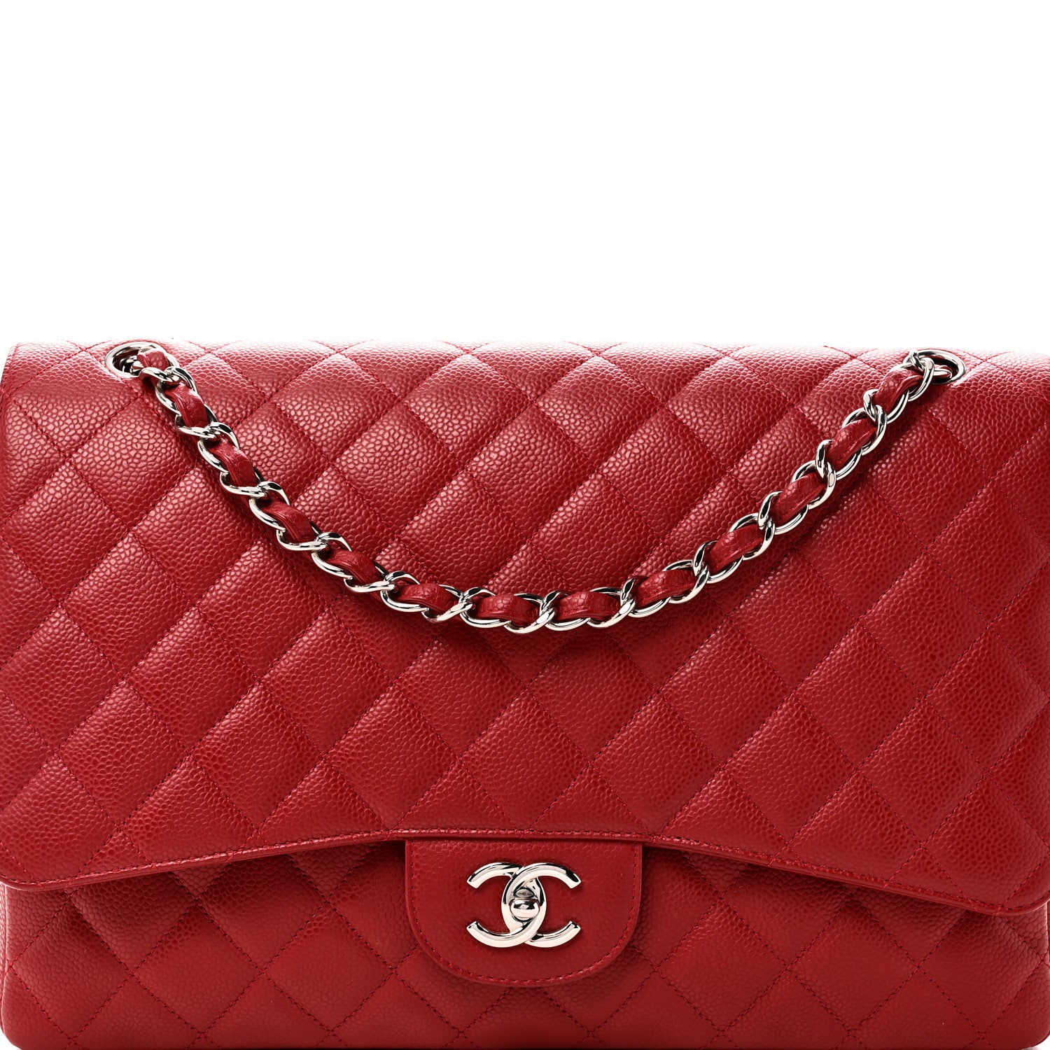 Chanel Caviar Quilted Maxi Single Flap Red 8 of 10