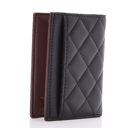 Chanel Lambskin Quilted Card Holder Wallet Black 3 of 8