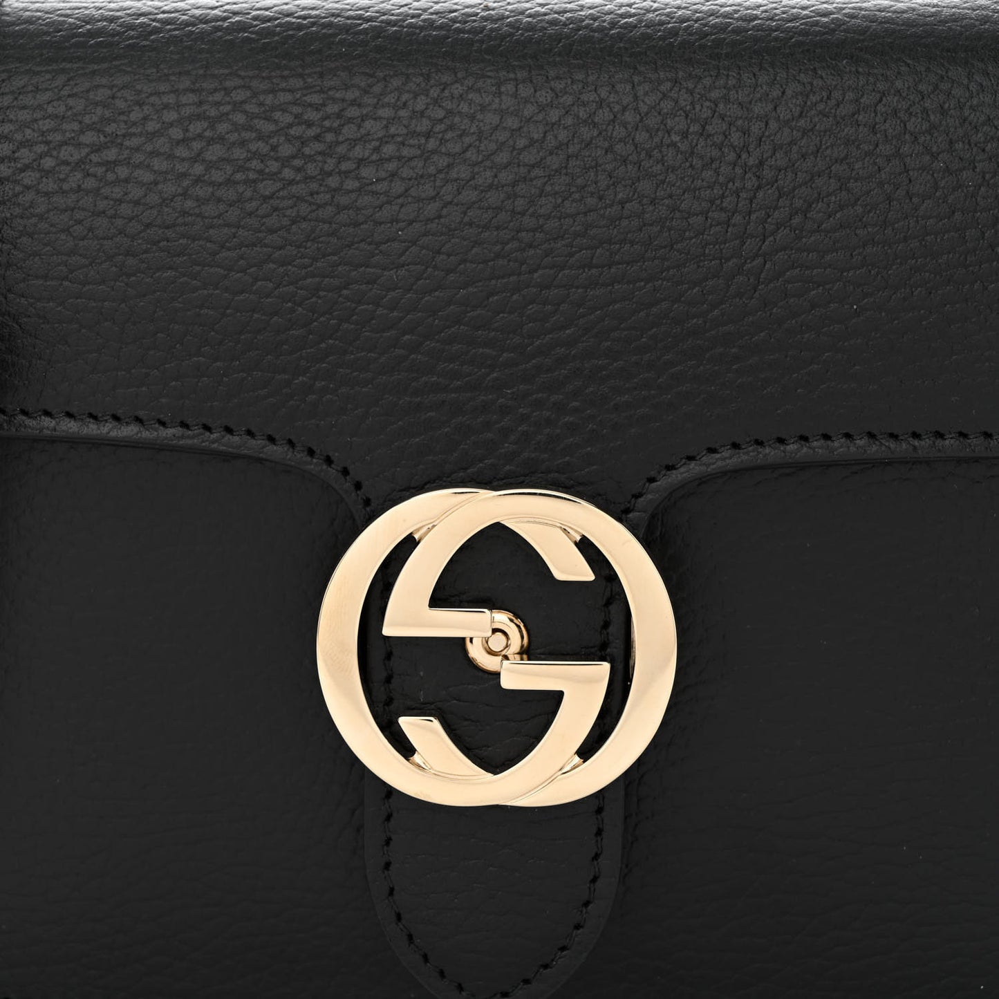 Dollar Calfskin Small Interlocking G Shoulder Bag Black