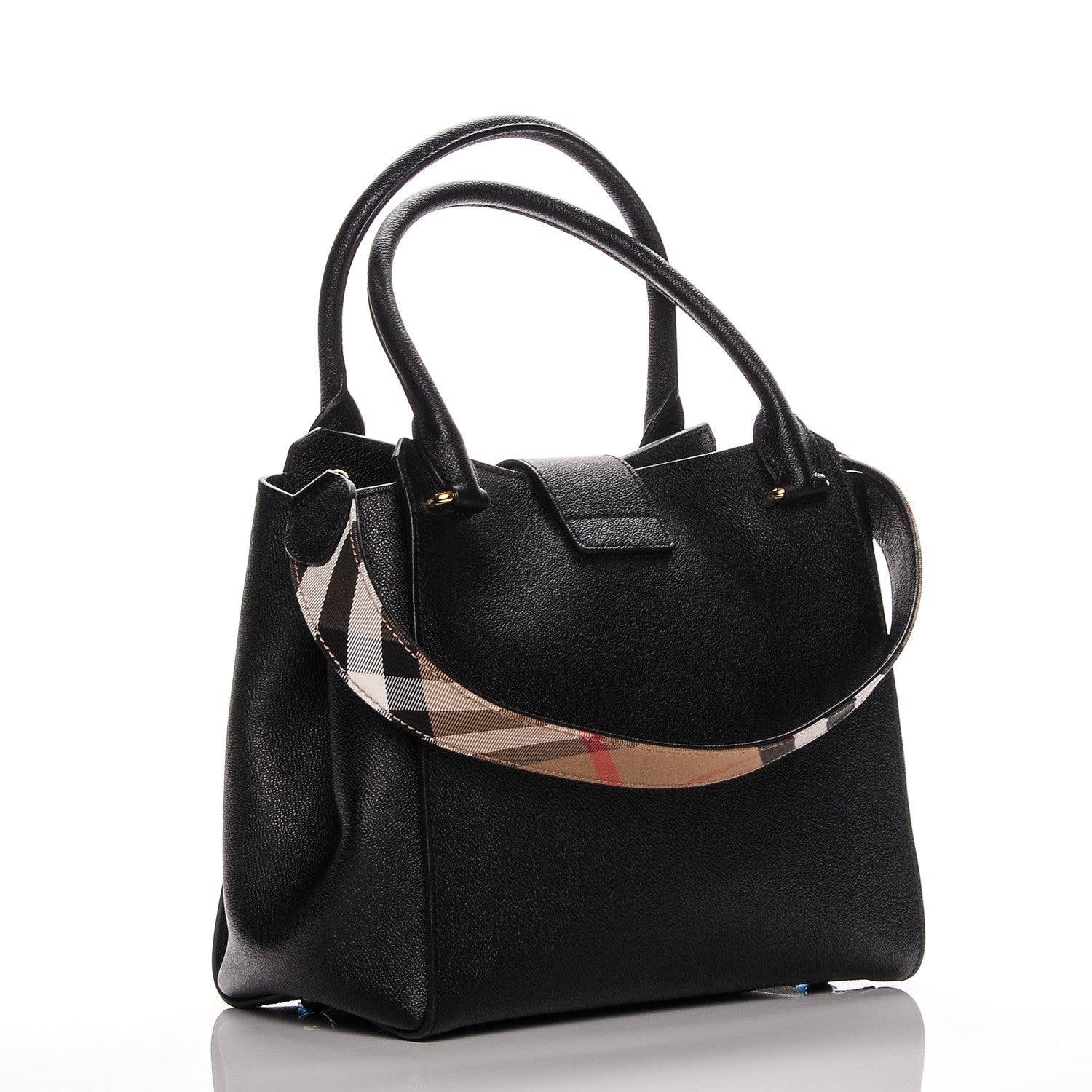 Burberry Soft Grain Calfskin Medium Buckle Tote Black 3 of 7