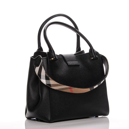 Burberry Soft Grain Calfskin Medium Buckle Tote Black 3 of 7