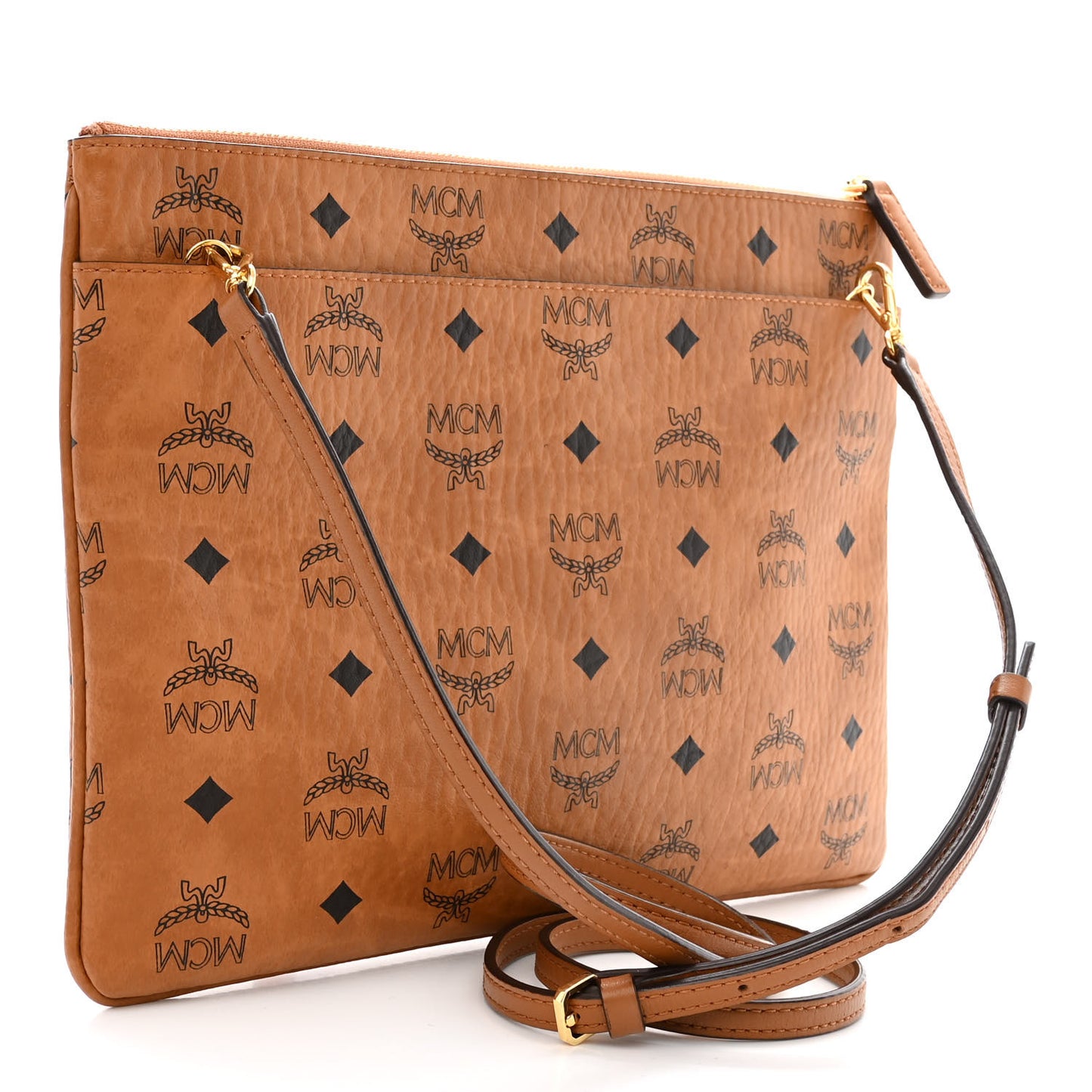 Visetos Medium Crossbody Pouch Cognac