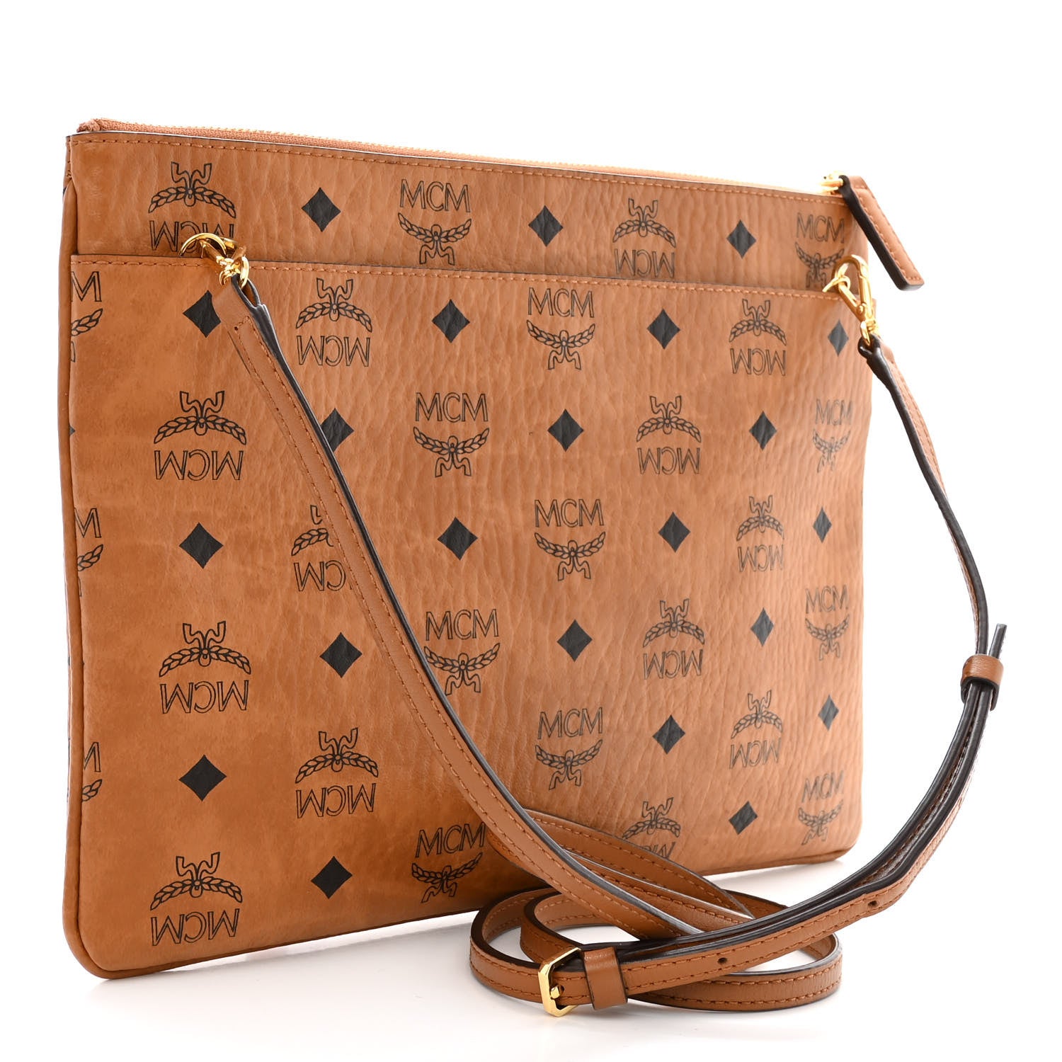 MCM Visetos Medium Crossbody Pouch Cognac 3 of 11