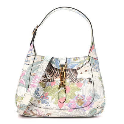 Gucci New Shangai Calfskin Tiger Savanah Small Jackie 1961 Hobo Chalky White Multicolor 1 of 9