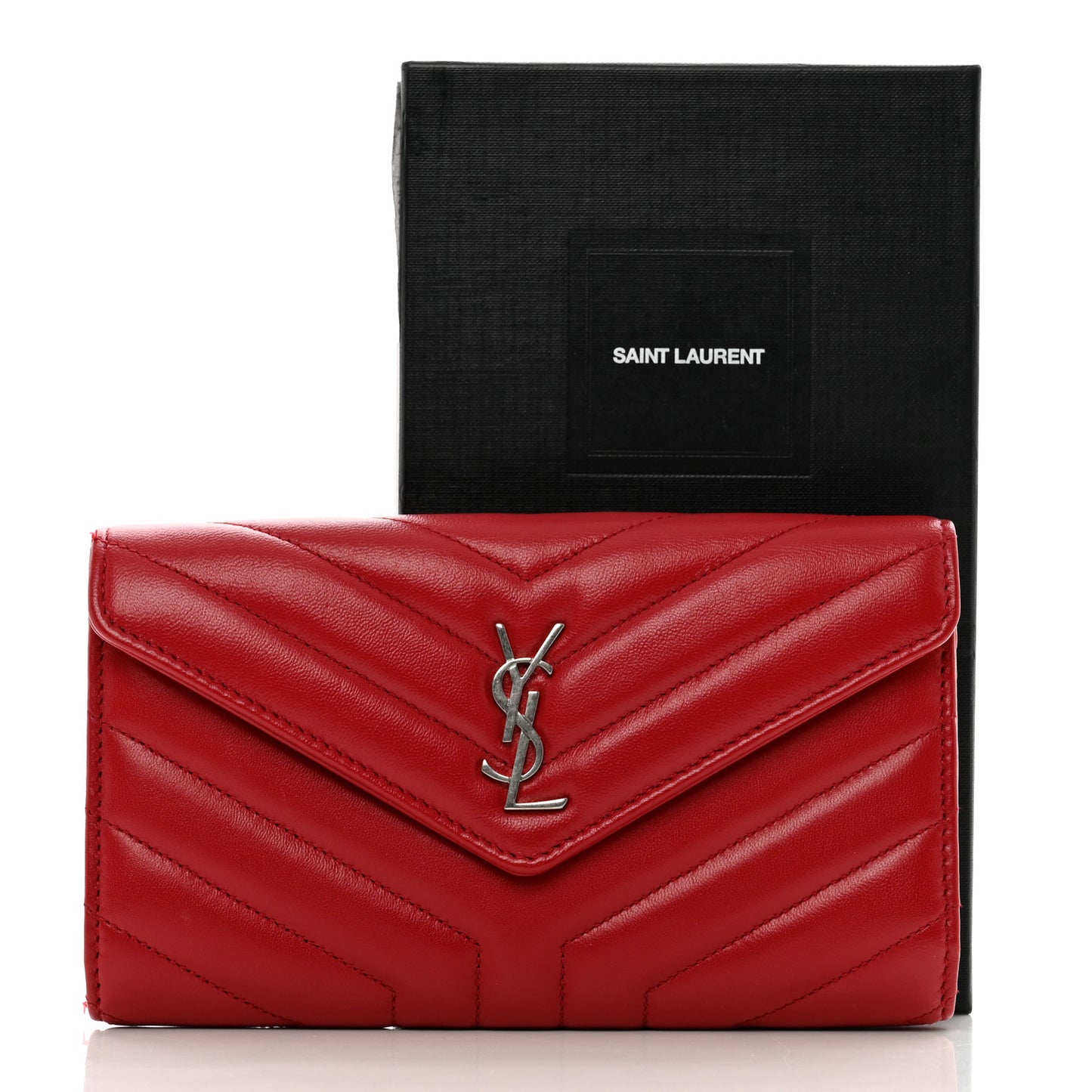 Lambskin Y Quilted Monogram Large Loulou Flap Wallet Rouge Eros