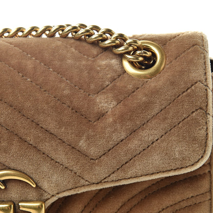 Gucci Velvet Matelasse Small GG Marmont Shoulder Bag Taupe 11 of 12