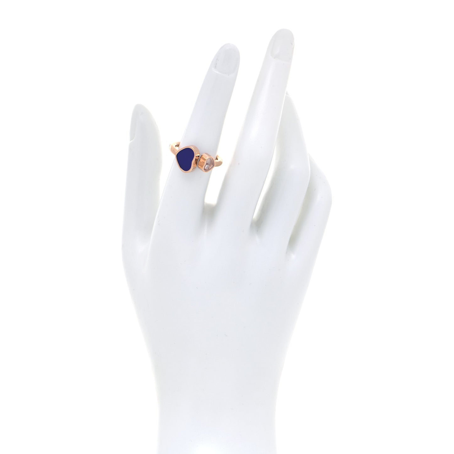 18K Rose Gold Diamond Blue Gem Happy Hearts Ring 52 6