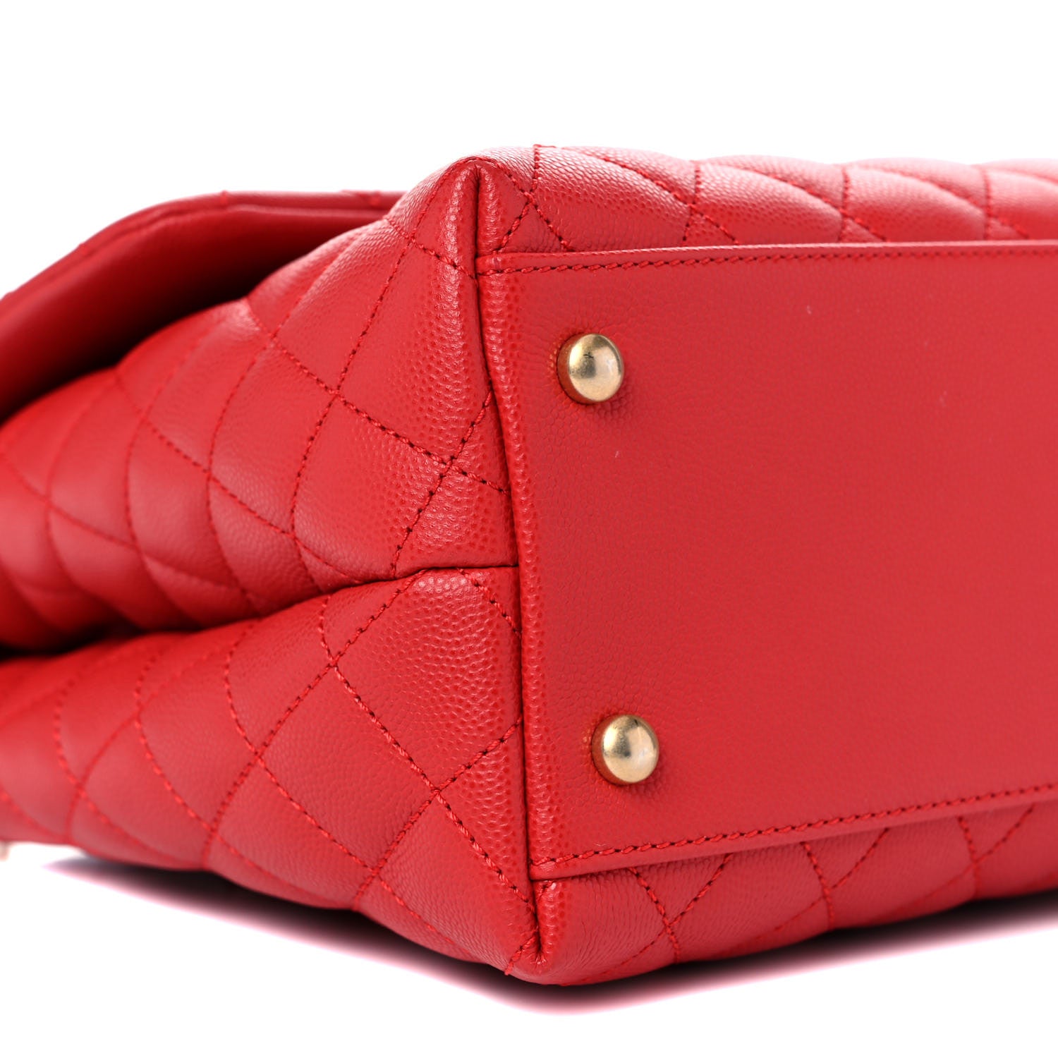 Chanel Caviar Quilted Medium Coco Handle Flap Red 8 of 10