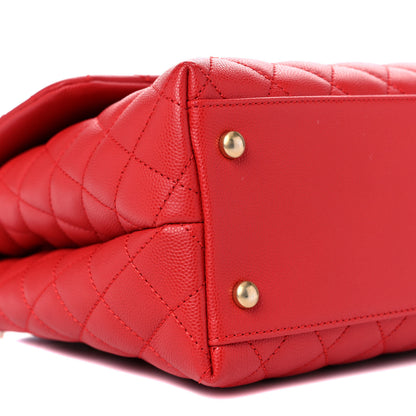 Chanel Caviar Quilted Medium Coco Handle Flap Red 8 of 10