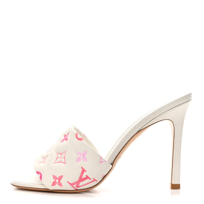Louis Vuitton Lambskin Embossed Monogram By The Pool Revival High Heel Mules 41 White Pink 1 of 8