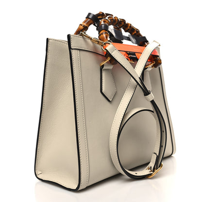 Gucci Wonka Grain Calfskin Small Diana Tote Bag Mystic White Orange Fluo 3 of 10