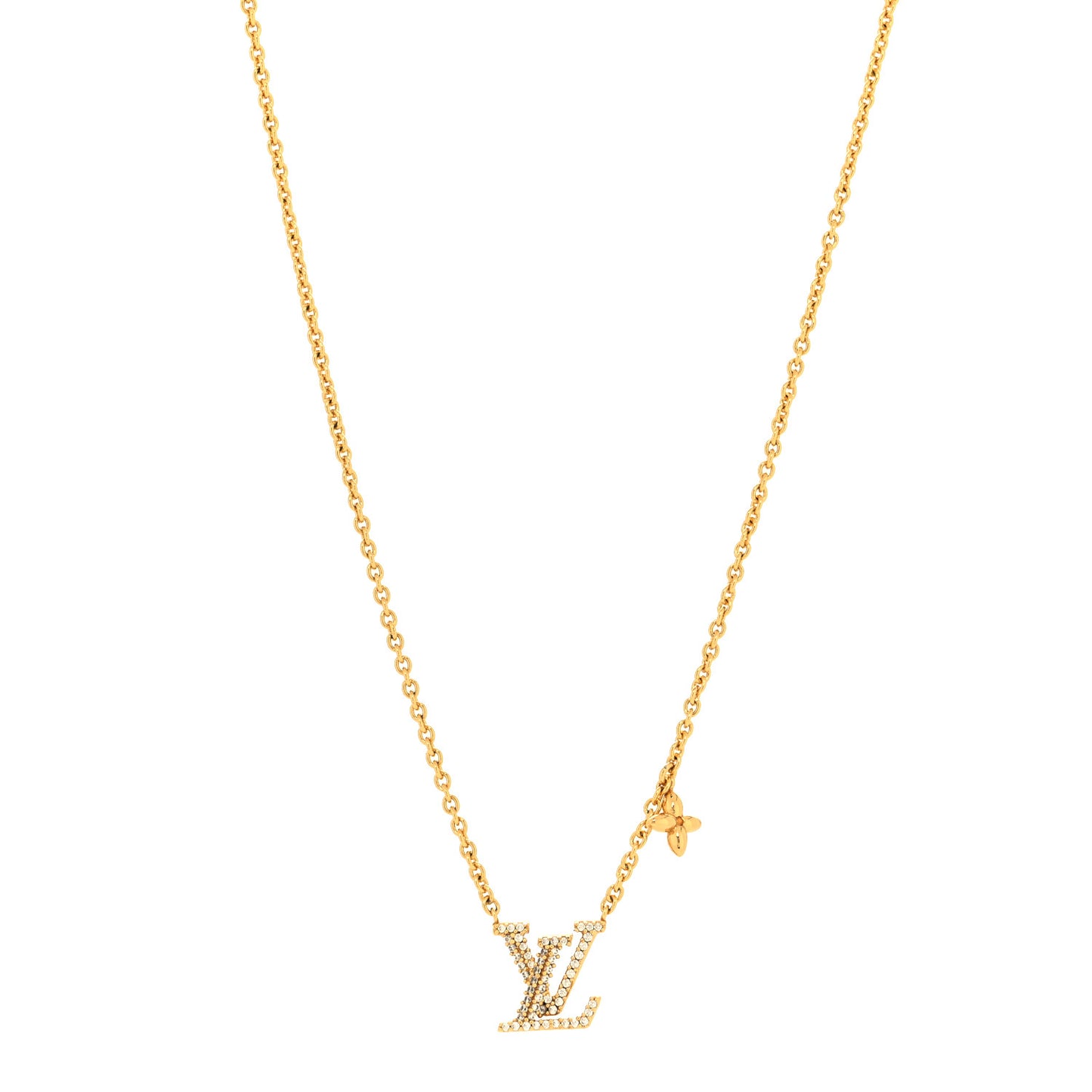 Metal Crystal LV Iconic Necklace Gold
