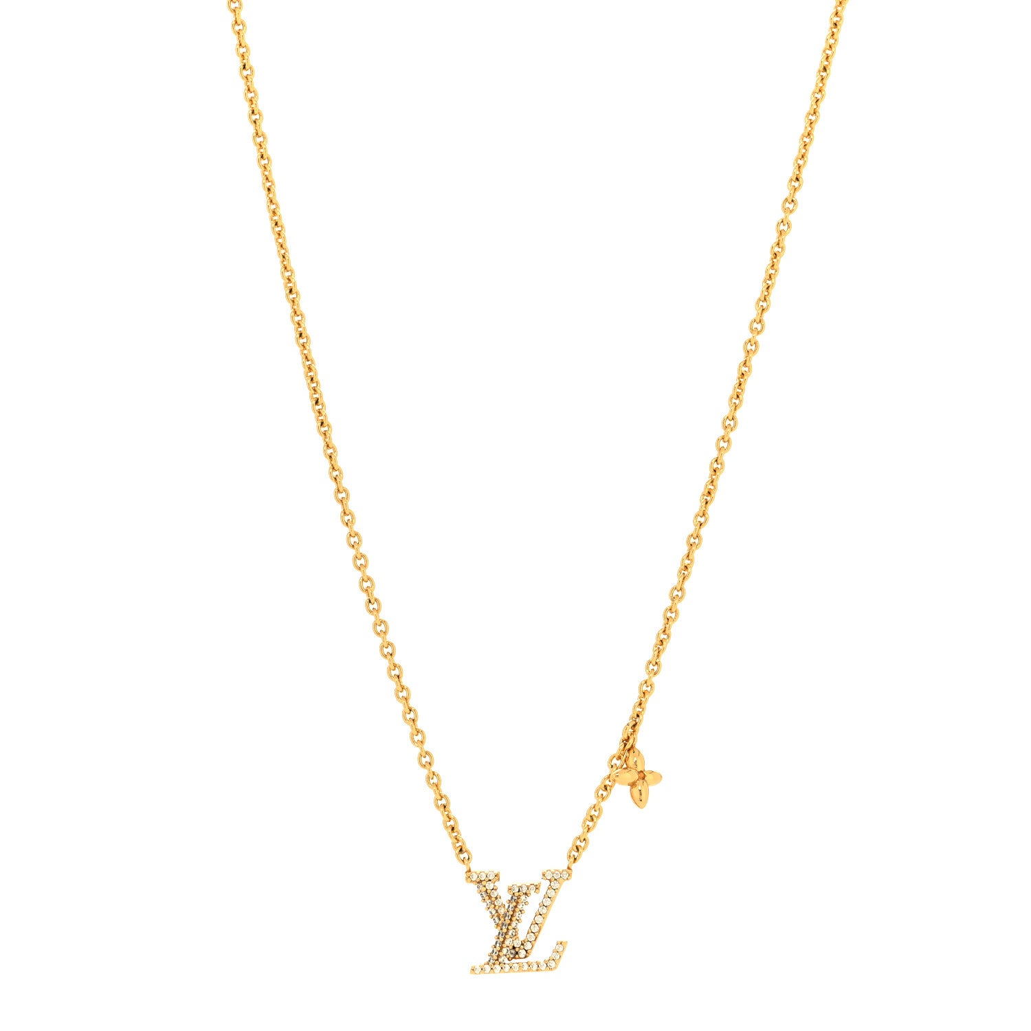 Louis Vuitton Metal Crystal LV Iconic Necklace Gold 1 of 6