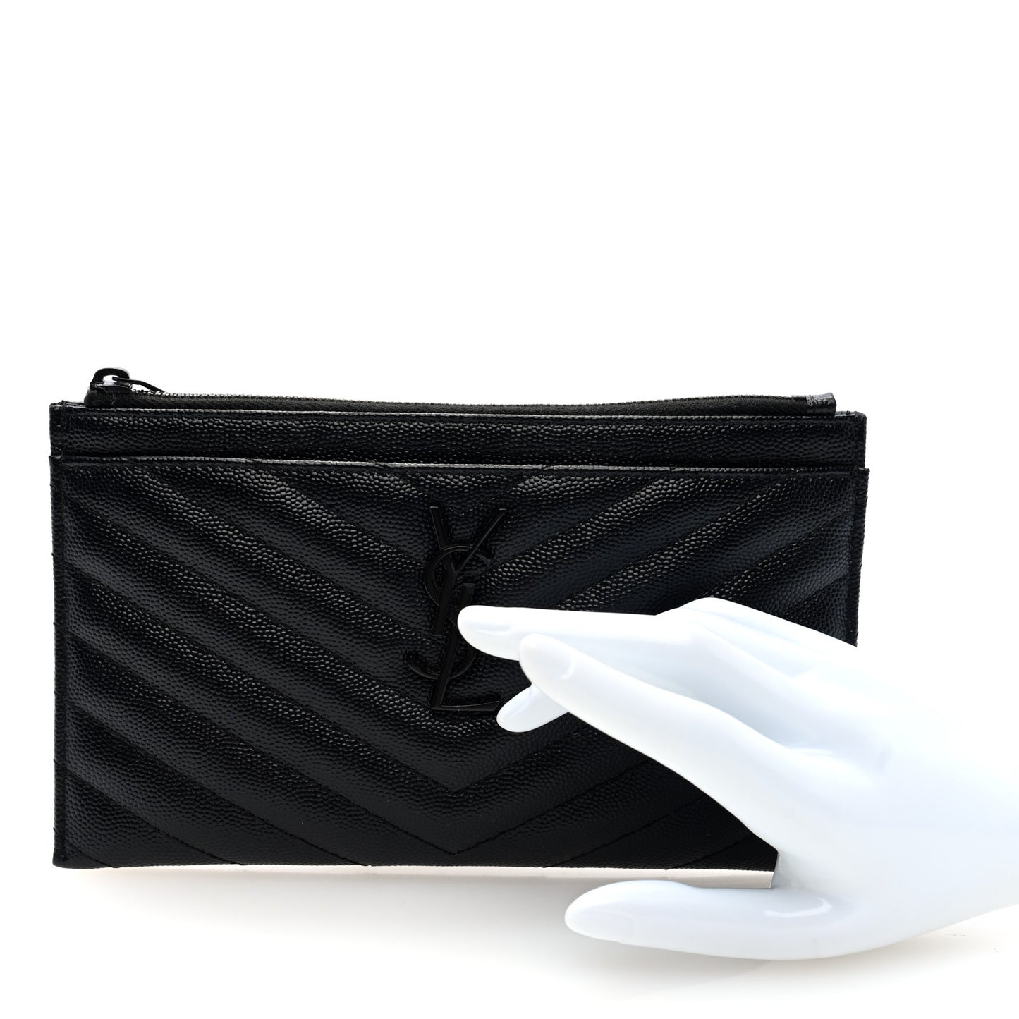 Grain De Poudre Chevron Monogram Monochrome Bill Pouch Black