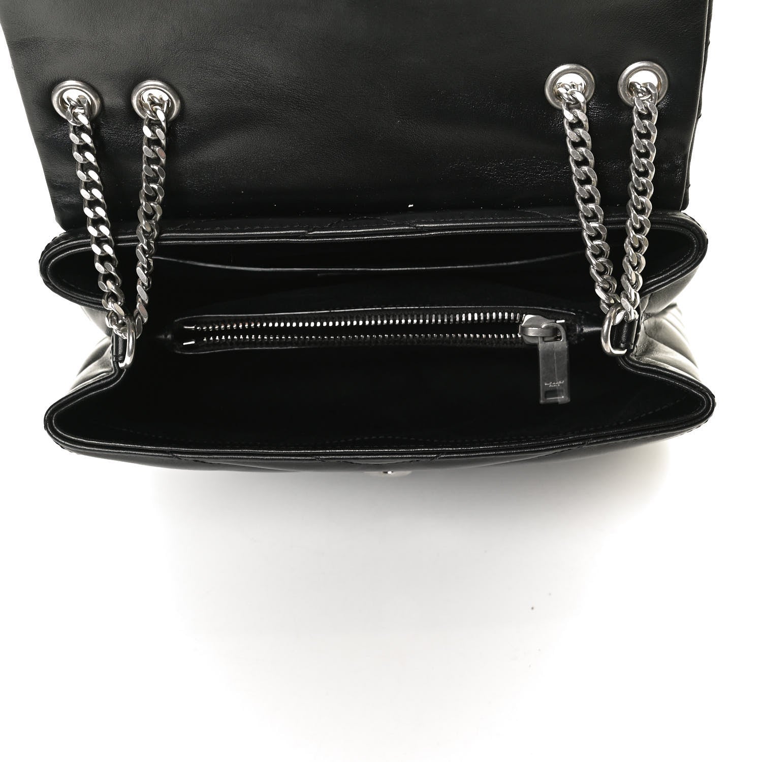 Saint Laurent Calfskin Y Quilted Monogram Small Loulou Chain Satchel Black 5 of 13