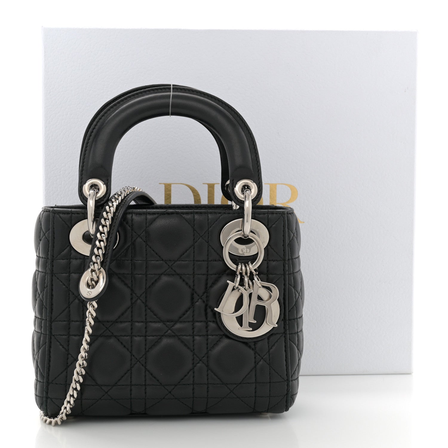 Christian Dior Lambskin Cannage Mini Lady Dior Black 14 of 14