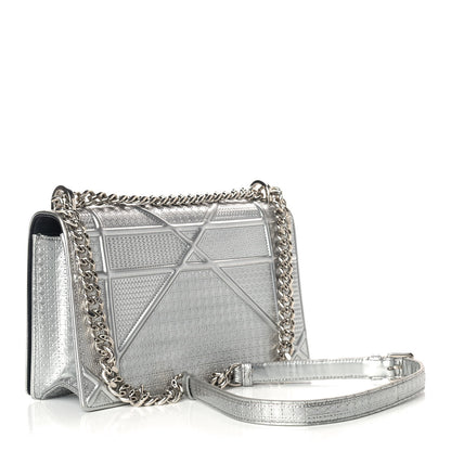 Christian Dior Metallic Patent Micro-Cannage Medium Diorama Flap Bag Silver 3 of 11