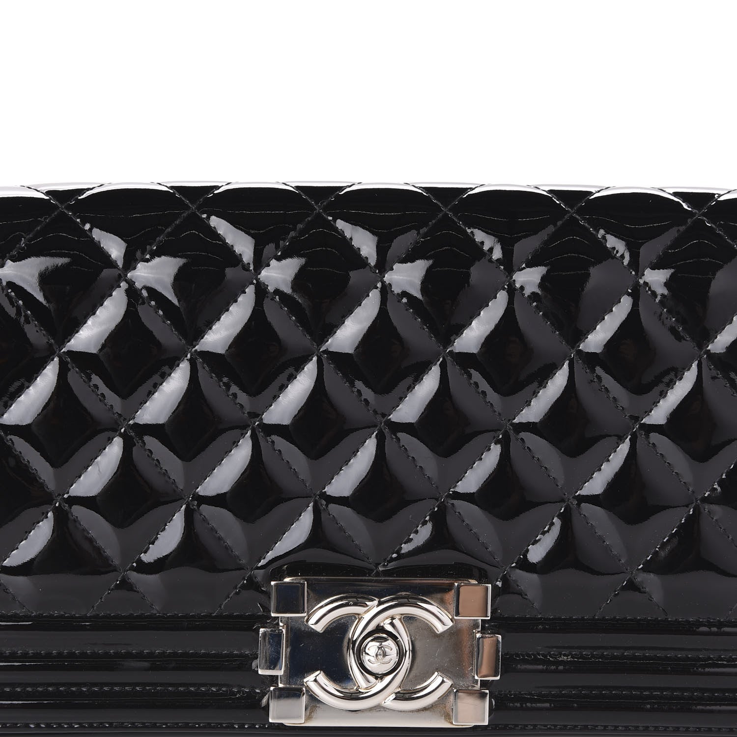 Chanel Patent Quilted Boy Flap Clutch Black 10 of 10