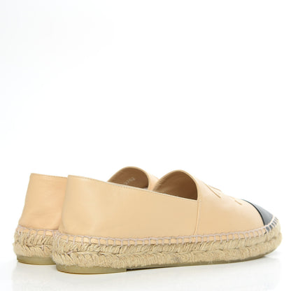 Chanel Lambskin CC Espadrilles 39 Beige Black 4 of 9