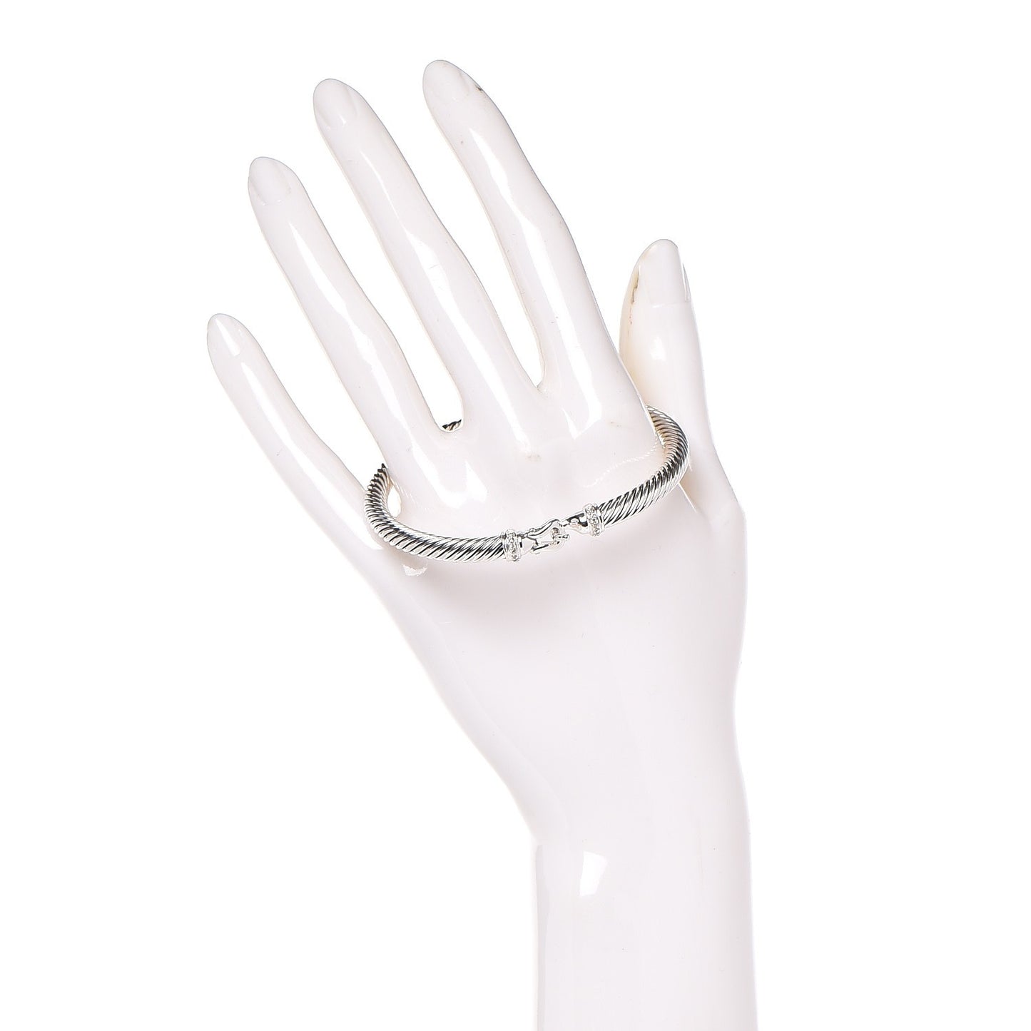Sterling Silver Diamond 5mm Cable Buckle Bracelet